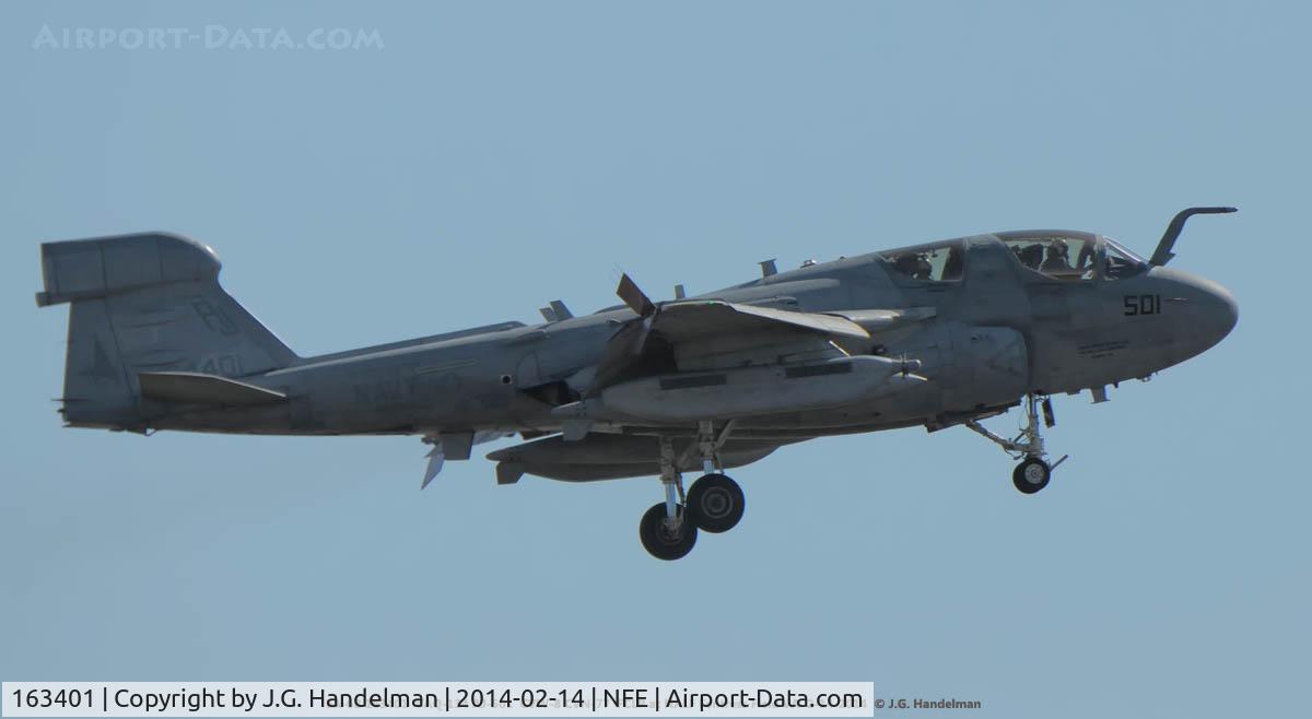 163401, Grumman EA-6B Prowler C/N MP-141, On final for Field Carrier Landing Practice. at Fentress Field.
