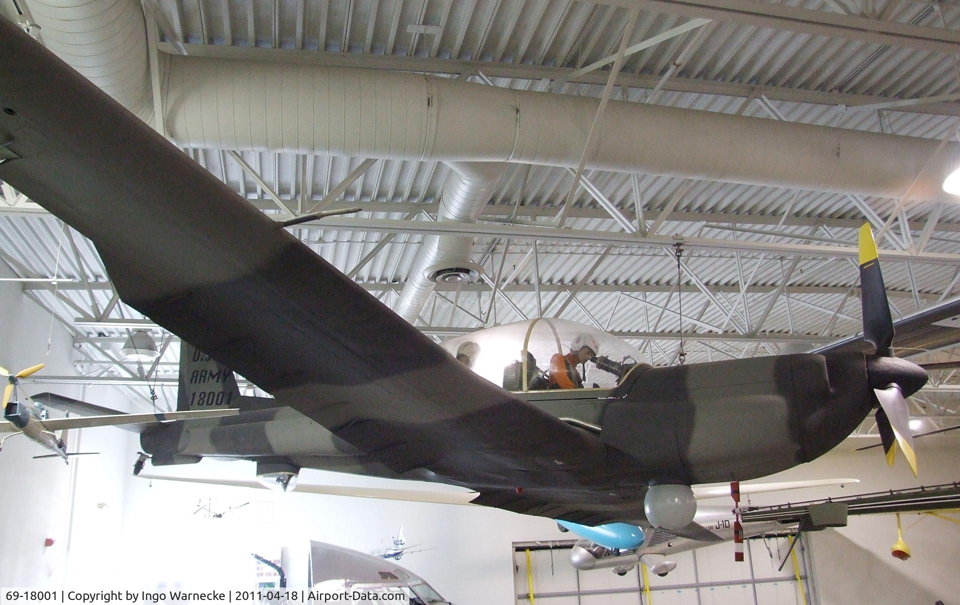 69-18001, 1969 Lockheed YO-3A Quiet Star C/N 002, Lockheed YO-3A at the Hiller Aviation Museum, San Carlos CA