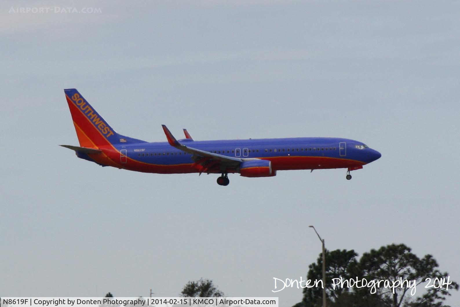 N8619F, 2013 Boeing 737-8H4 C/N 33939, Southwest 2158 (N8619F) arrives at Orlando International Airport following a flight from Port Columbus International Airport
