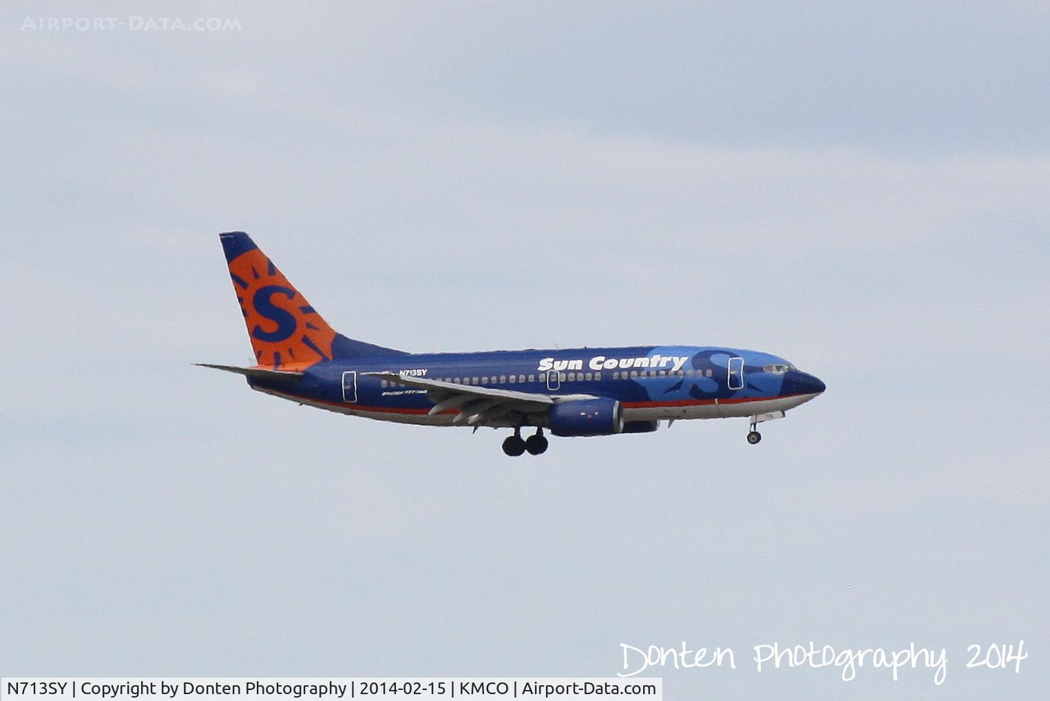 N713SY, 2000 Boeing 737-7Q8 C/N 30635, Sun County Flight 339 (N713SY) arrives at Orlando International Airport following a flight from Minneapolis-St Paul International Airport
