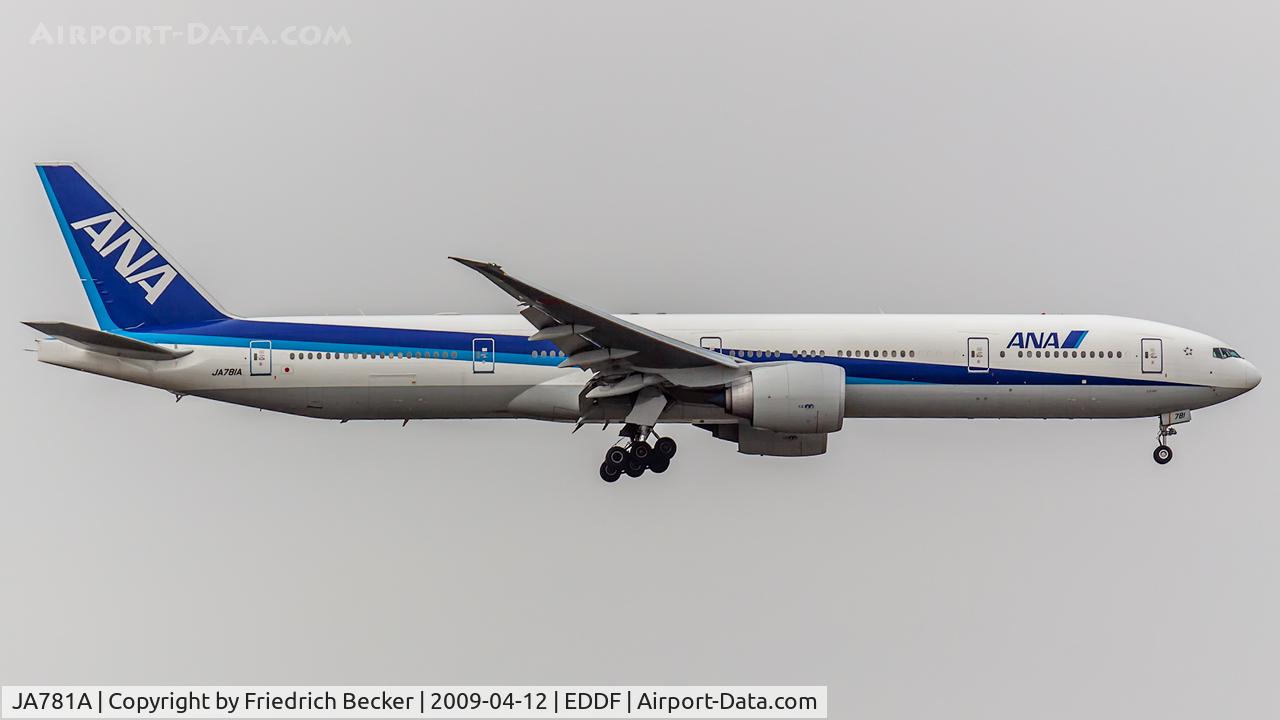 JA781A, 2007 Boeing 777-381/ER C/N 27041, on final at Frankfurt