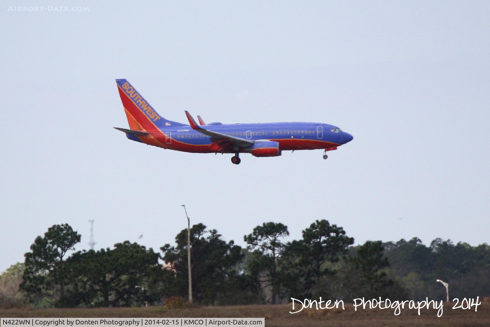 N422WN, 2002 Boeing 737-7H4 C/N 29826, Southwest Flight 2283 (N422WN) arrives at Orlando International Airport following a flight from  San Antionio International Airport