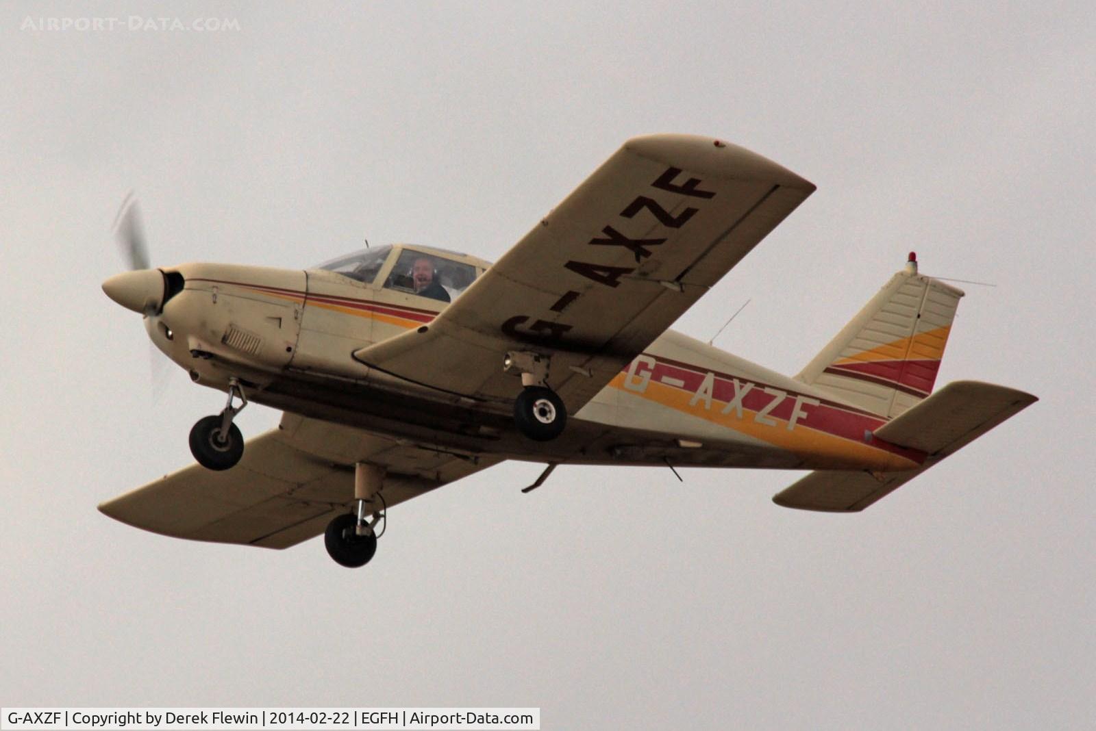 G-AXZF, 1970 Piper PA-28-180 Cherokee E C/N 28-5688, Resident Cherokee operated by Cambrian flying Club seen pulling out from runway 22 at EGFH.