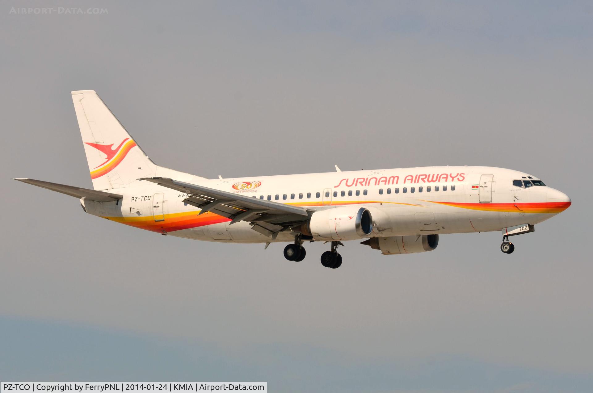 PZ-TCO, 1997 Boeing 737-36N C/N 28669, Surinam B733 arriving in MIA.