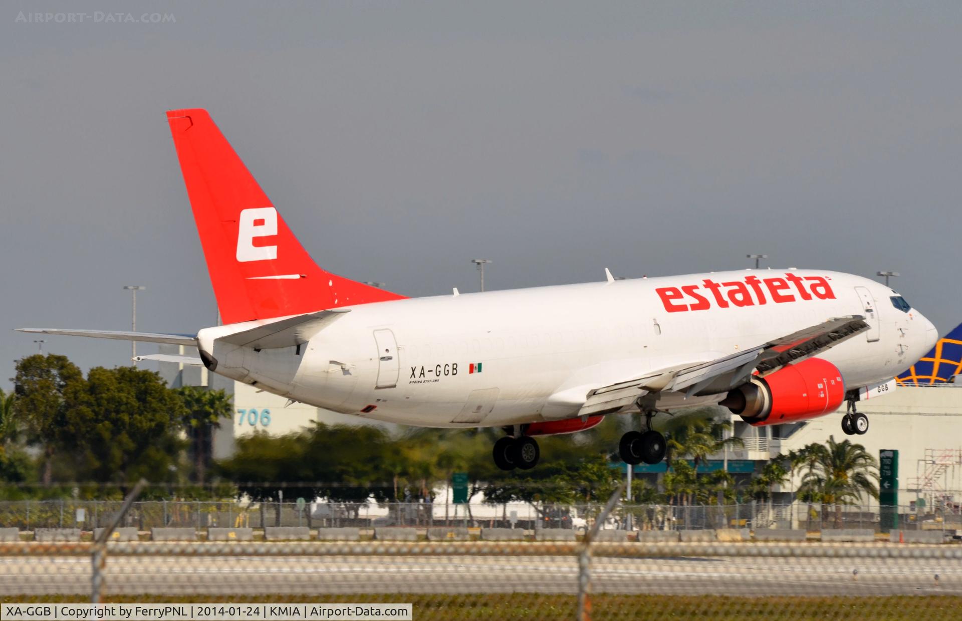 XA-GGB, 1989 Boeing 737-3M8 C/N 24023, Estafeta B733 freighter about to touch down.