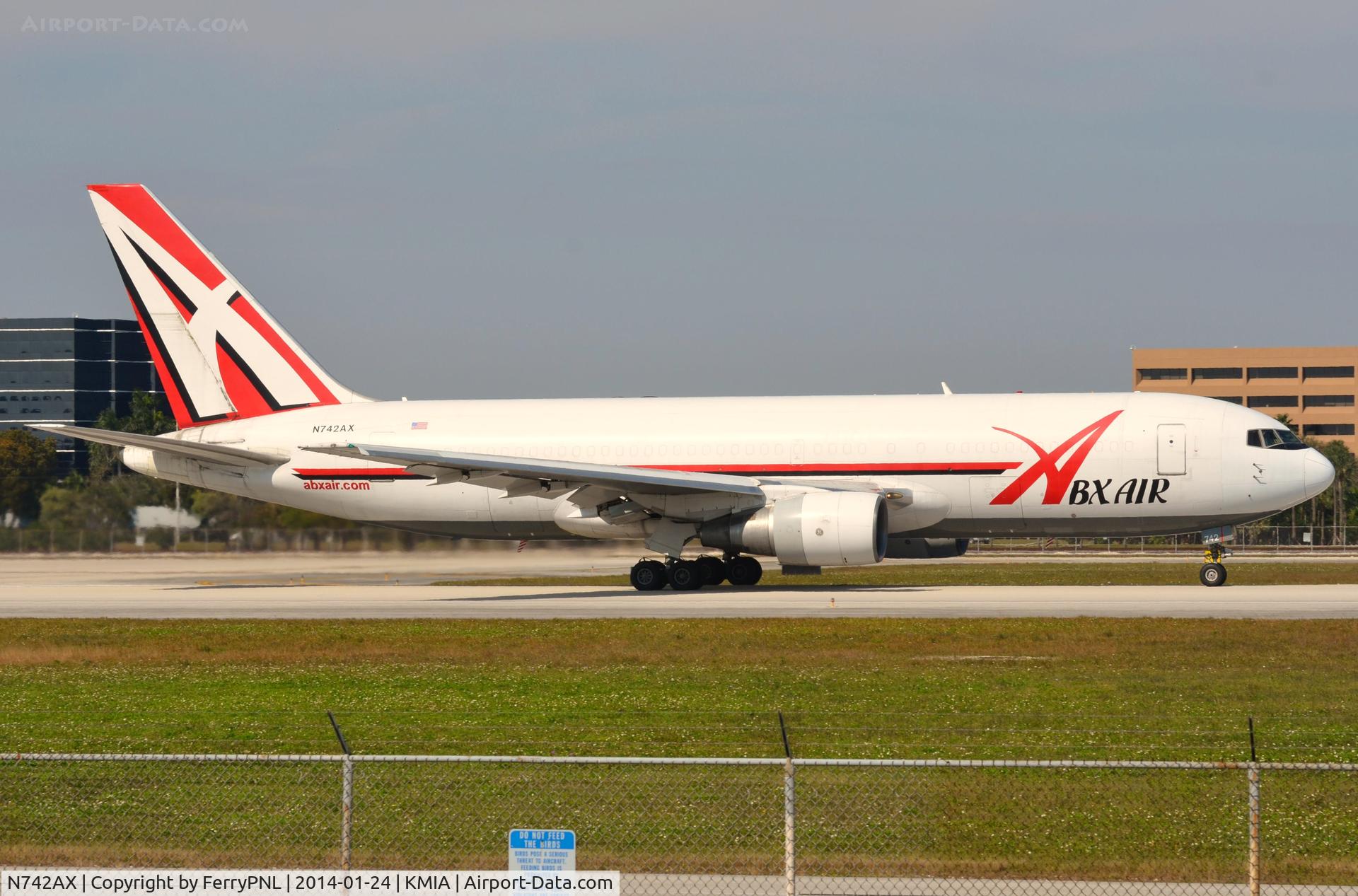 N742AX, 1983 Boeing 767-232 C/N 22217, ABX B762 freighter starting its take-off run.