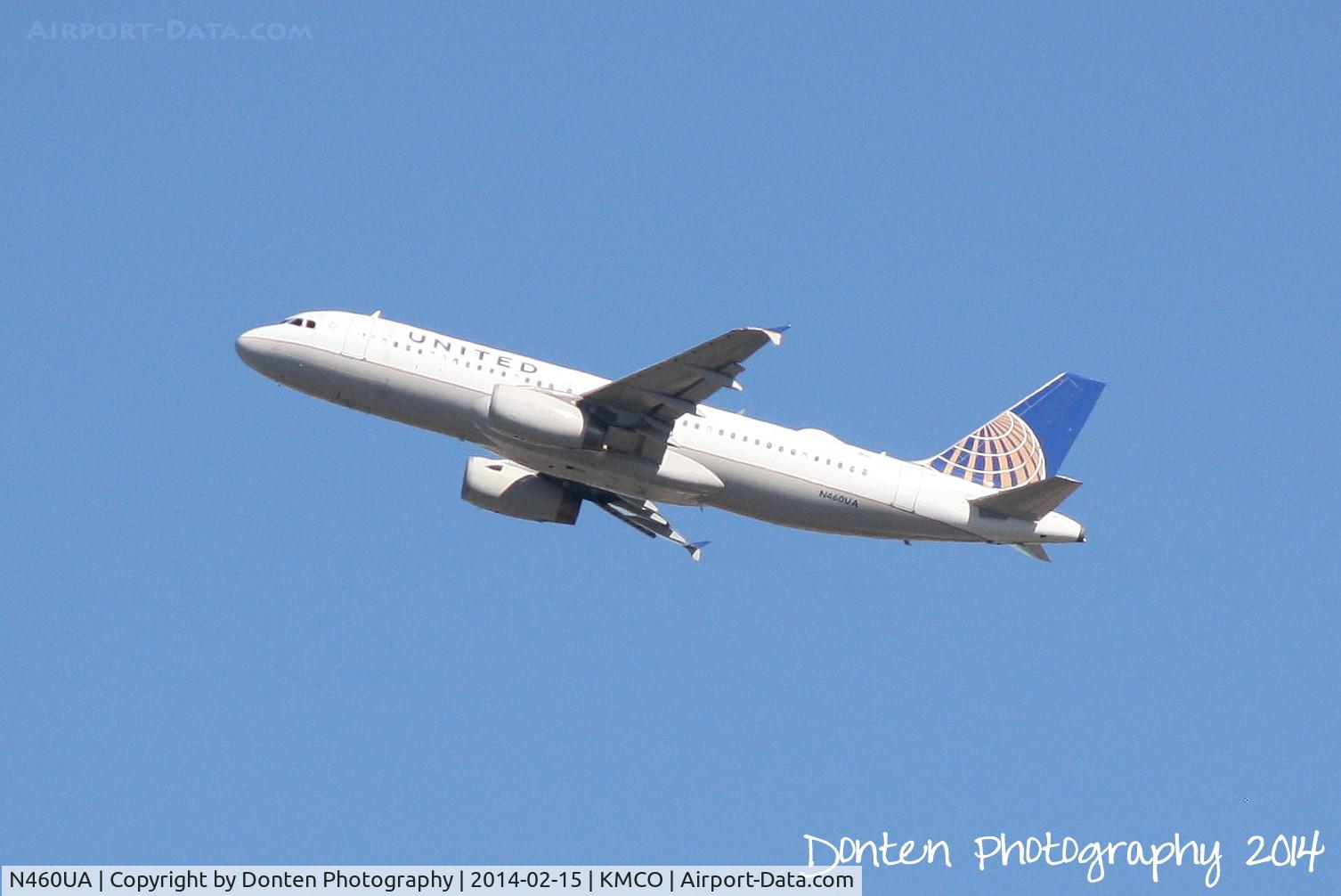 N460UA, 2000 Airbus A320-232 C/N 1248, United Flight 759 (N460UA) departs Orlando International Airport enroute to Chicago-O'Hare International Airport
