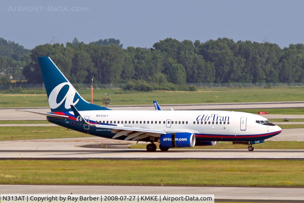 N313AT, 2007 Boeing 737-7BD C/N 33927, Boeing 737-7BD [33927] (AirTran Airways) Milwaukee~N 27/07/2008