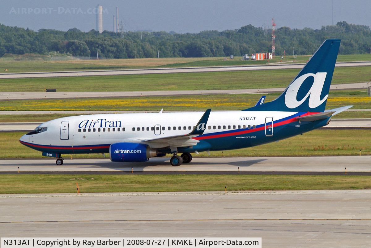 N313AT, 2007 Boeing 737-7BD C/N 33927, Boeing 737-7BD [33927] (AirTran Airways) Milwaukee~N 27/07/2008