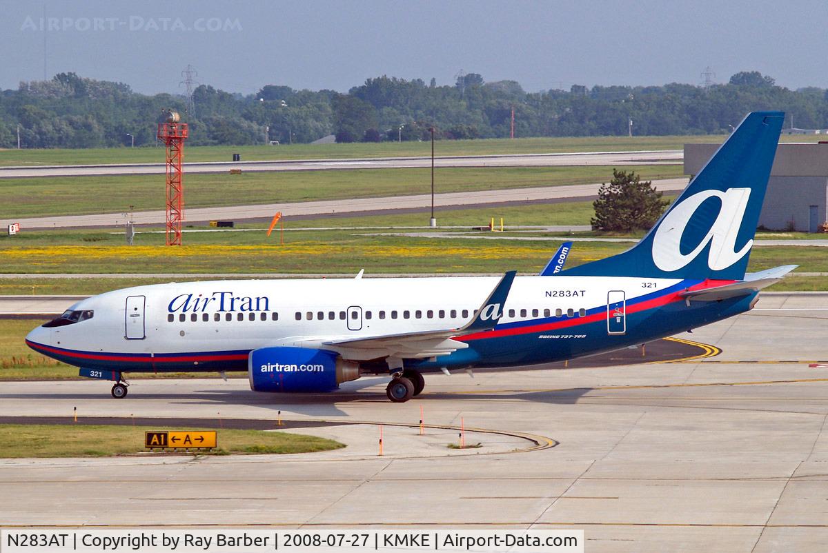 N283AT, 2006 Boeing 737-7BD C/N 34479, Boeing 737-7BD [34479] (AirTran Airways) Milwaukee~N 27/07/2008