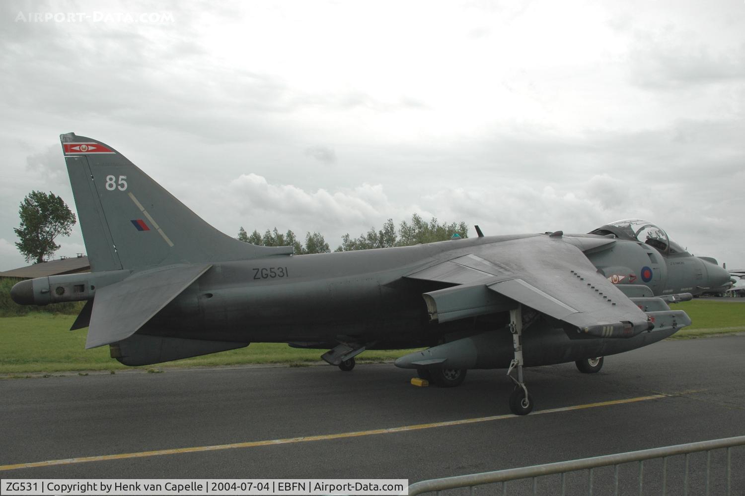 ZG531, 1991 British Aerospace Harrier GR.9 C/N P85, RAF Harrier GR.7 of No 1 Sqn at Koksijde Air Base, Belgium.