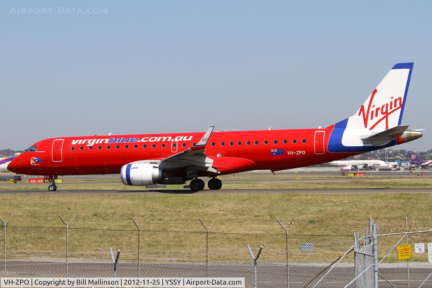 VH-ZPO, 2009 Embraer 190AR (ERJ-190-100IGW) C/N 19000321, taxiing to 16L