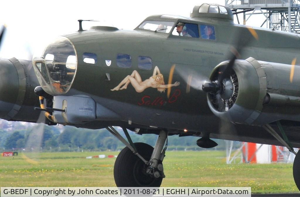 G-BEDF, 1944 Boeing B-17G Flying Fortress C/N 8693, Close up taxiing by...great artwork.