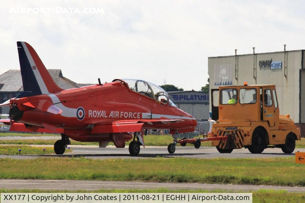 XX177, 1977 Hawker Siddeley Hawk T.1 C/N 024/312024, Being towed to parking area