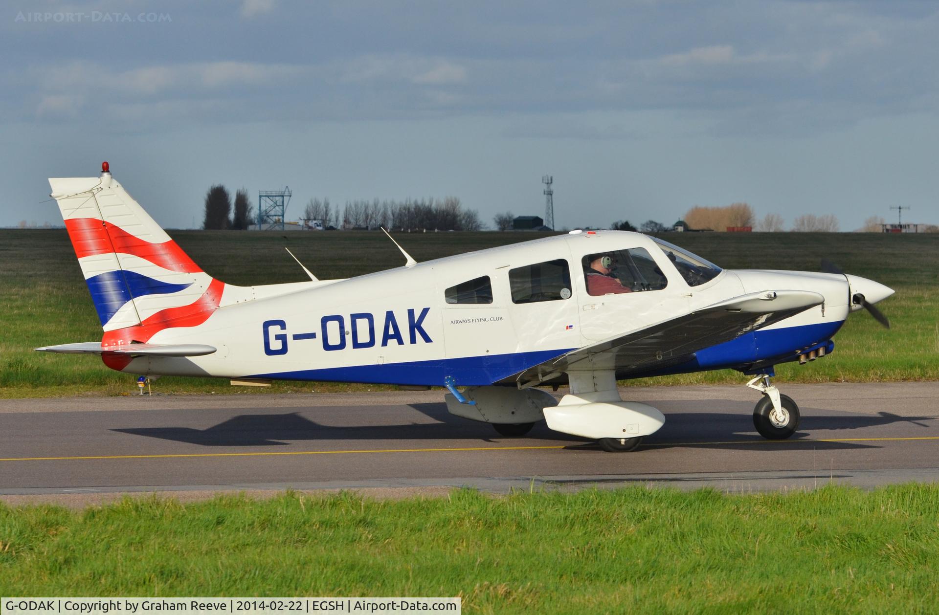 G-ODAK, 1979 Piper PA-28-236 Dakota C/N 28-7911162, Departing from Norwich.