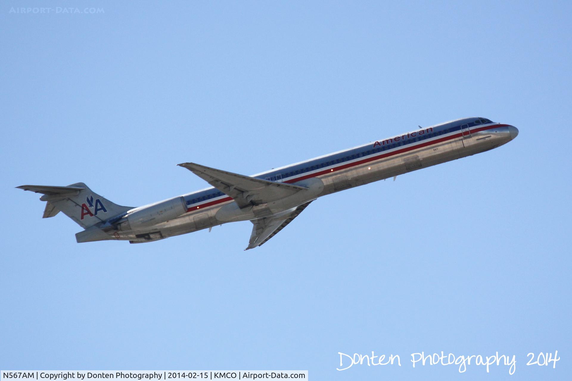 N567AM, 1992 McDonnell Douglas MD-83 (DC-9-83) C/N 53293, American Flight 324 (N567AM) departs Orlando International Airport enroute to Dallas-Fort Worth International Airport