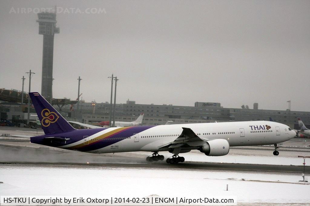 HS-TKU, 2013 Boeing 777-3D7/ER C/N 42110, HS-TKU taking off from OSL