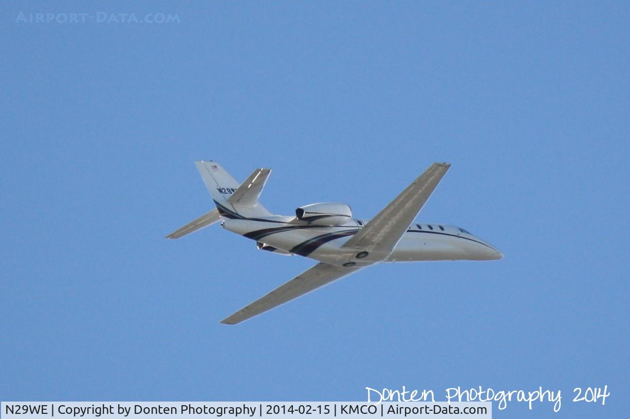 N29WE, 2005 Cessna 680 Citation Sovereign C/N 680-0042, Cessna Citation Sovereign (N29WE) departs Orlando International Airport enroute to Kearney Regional Airport