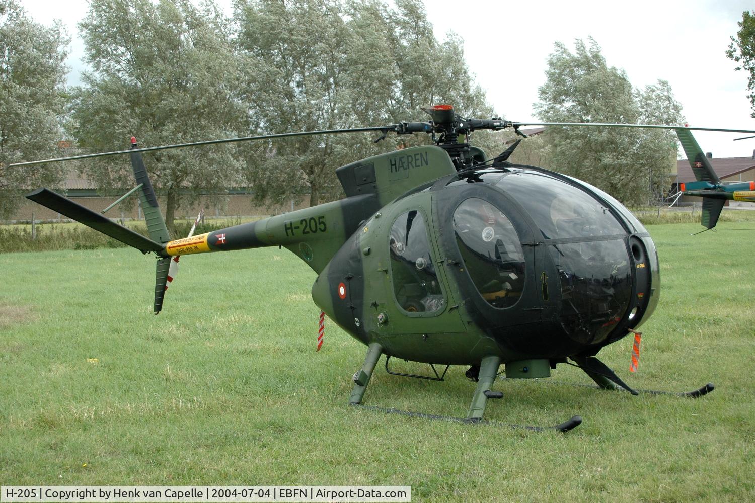 H-205, Hughes OH-6A Cayuse C/N 31-0205M, Danish Army OH-6A at Koksijde Air Base, Belgium.