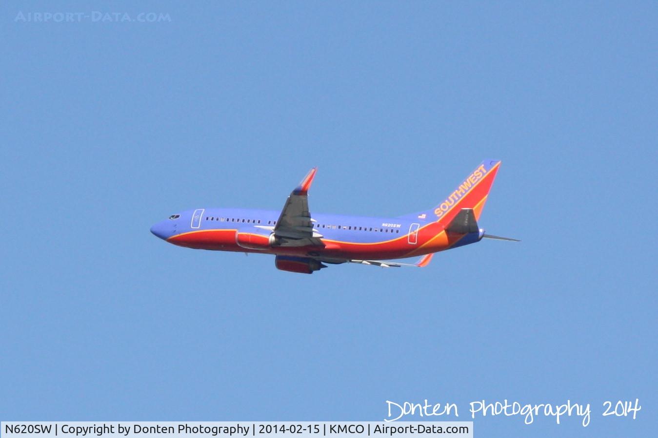 N620SW, 1996 Boeing 737-3H4 C/N 28036, Southwest Flight 1831 (N620SW) departs Orlando International Airport enroute to Lambert-St Louis International Airport