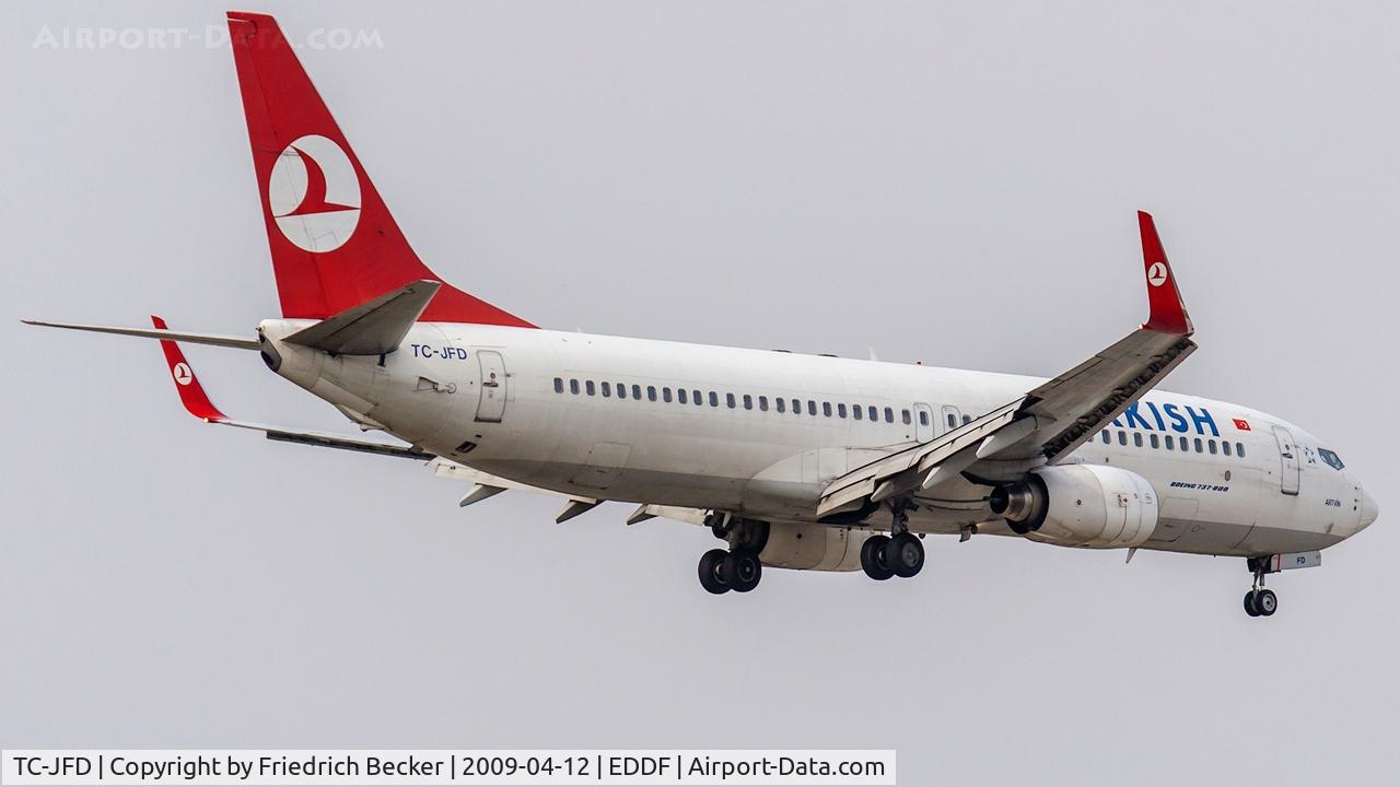 TC-JFD, 1998 Boeing 737-8F2 C/N 29766, on final at Frankfurt