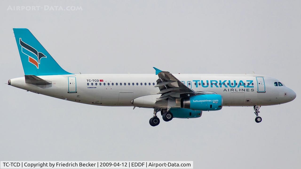 TC-TCD, 2007 Airbus A320-232 C/N 3308, on final at Frankfurt