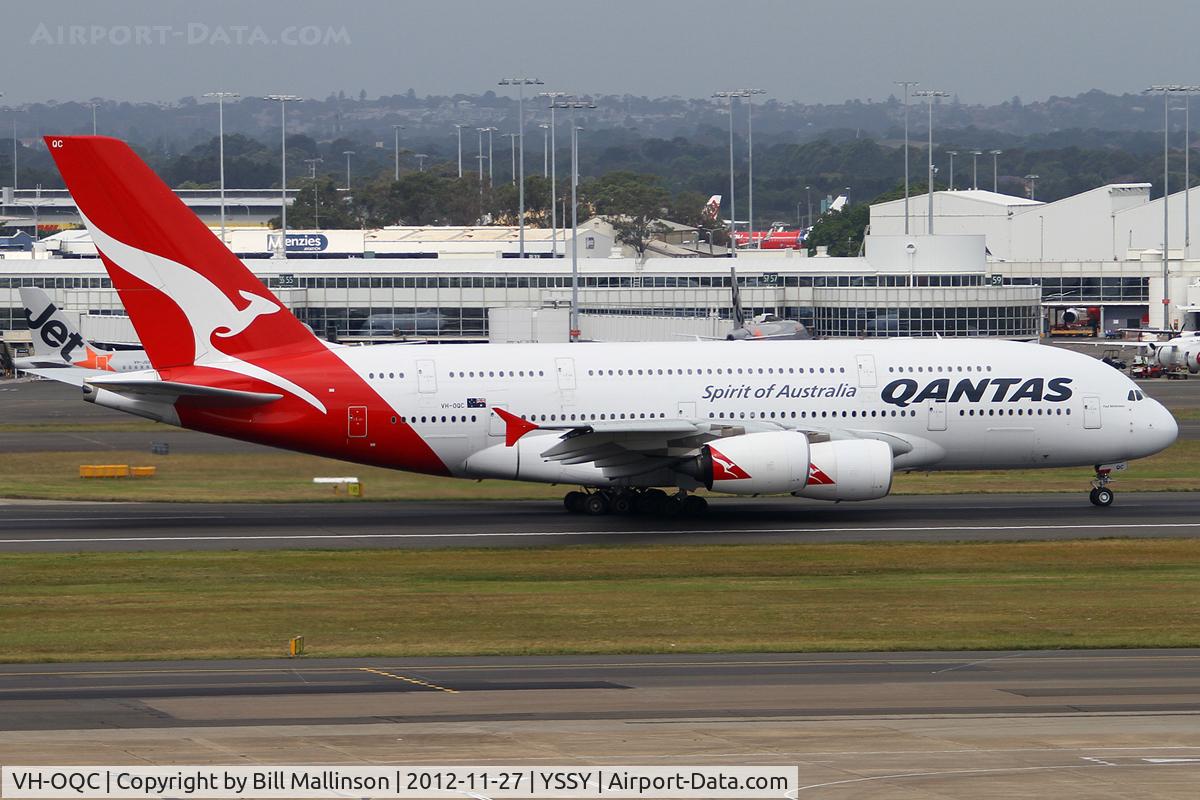 VH-OQC, 2008 Airbus A380-842 C/N 022, rolling on 16R