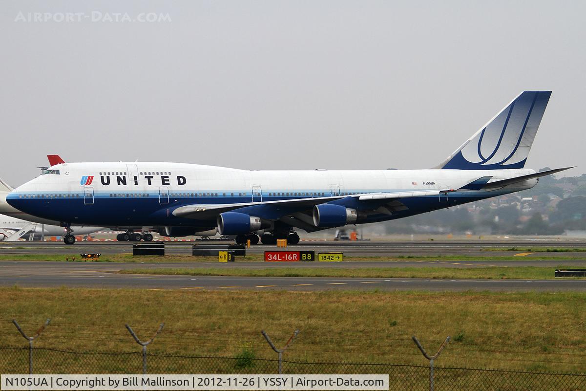 N105UA, 1994 Boeing 747-451 C/N 26473, off to MEL