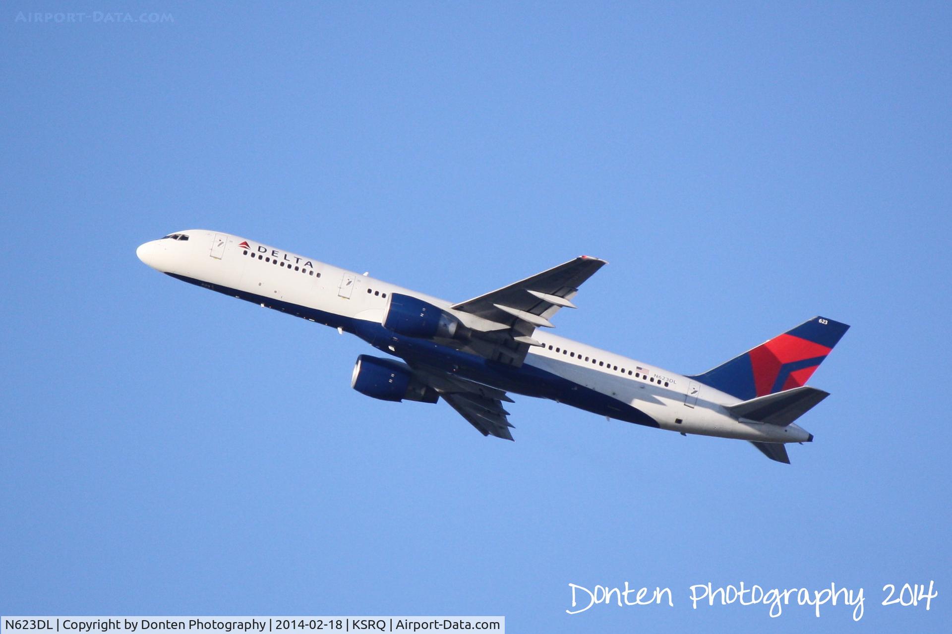 N623DL, 1987 Boeing 757-232 C/N 22913, Delta Flight 1922 (N623DL) departs Sarasota-Bradenton International Airport enroute to Hartsfield-Jackson Atlanta International Airport