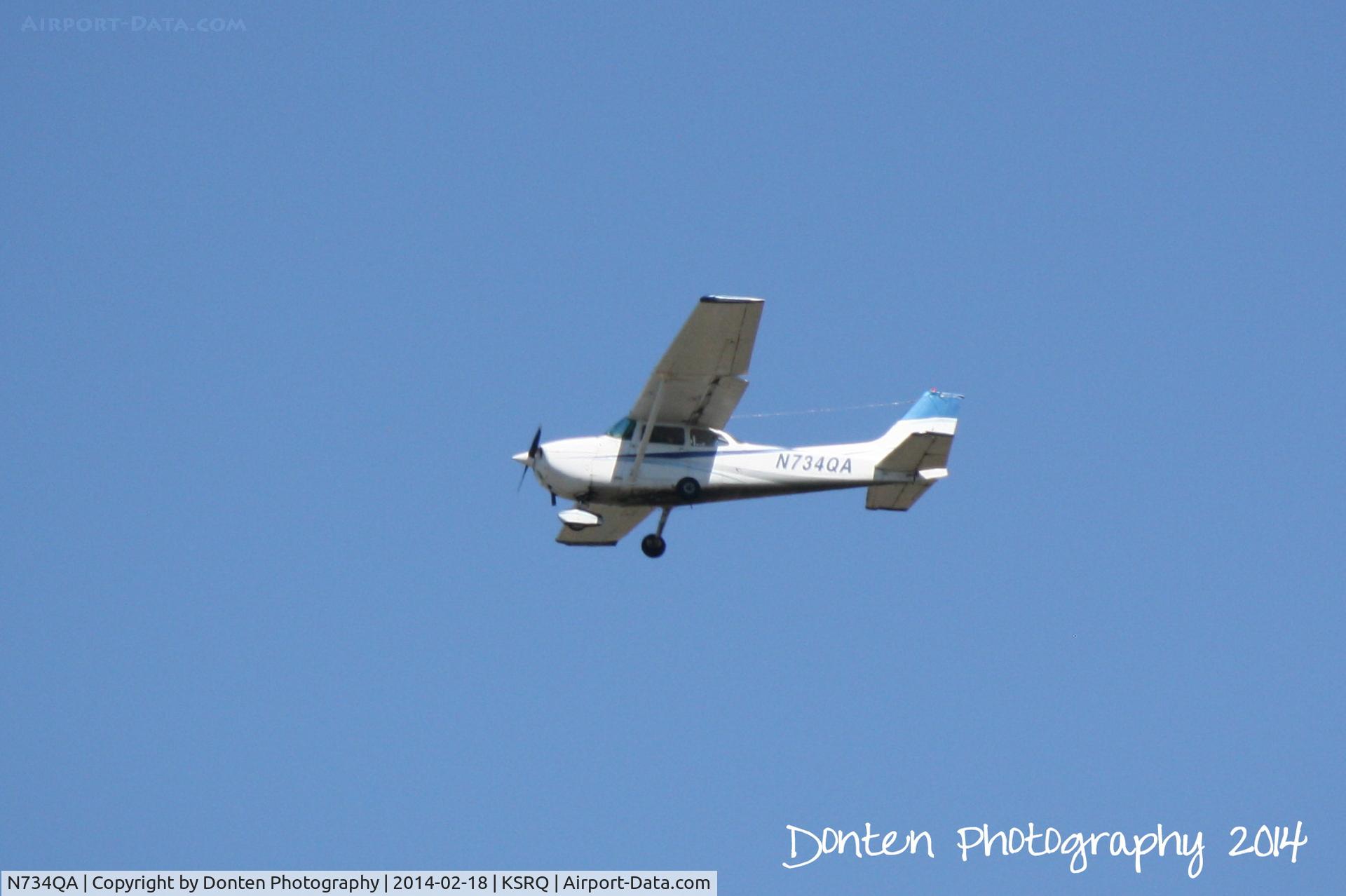 N734QA, 1977 Cessna 172N C/N 17269020, Cessna Skyhawk (N734QA) arrives at Sarasota-Bradenton International Airport following a flight from Orlando Executive Airport