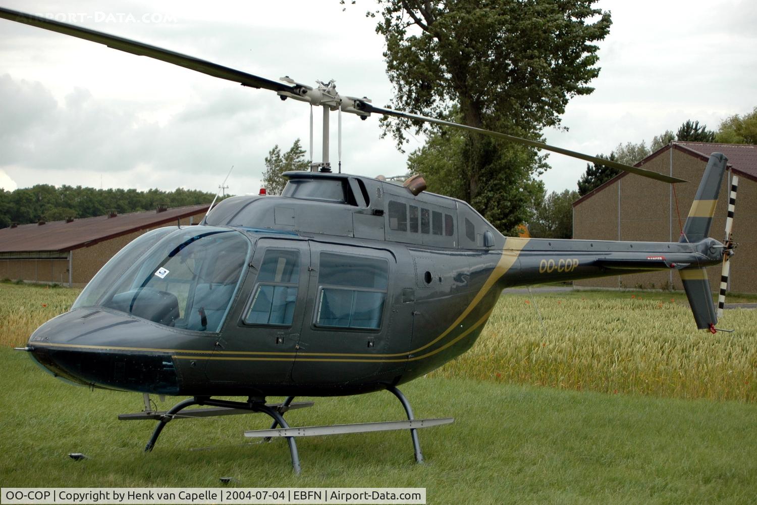 OO-COP, 1971 Agusta AB-206A JetRanger C/N 8284, Fly2Fly's JetRanger at Koksijde Air Base, Belgium.