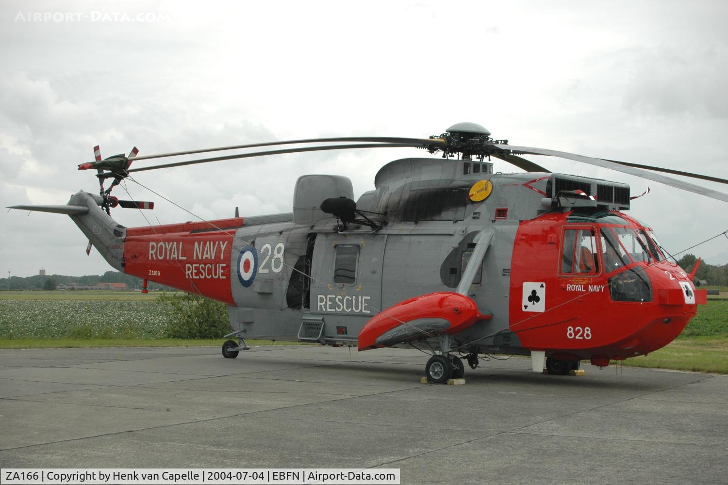 ZA166, 1982 Westland Sea King HU.5SAR C/N WA899, Fleet Air Arm Westland Sea King ZA166 / CU-828 of 771 sqn at Koksijde Air Base, Belgium.