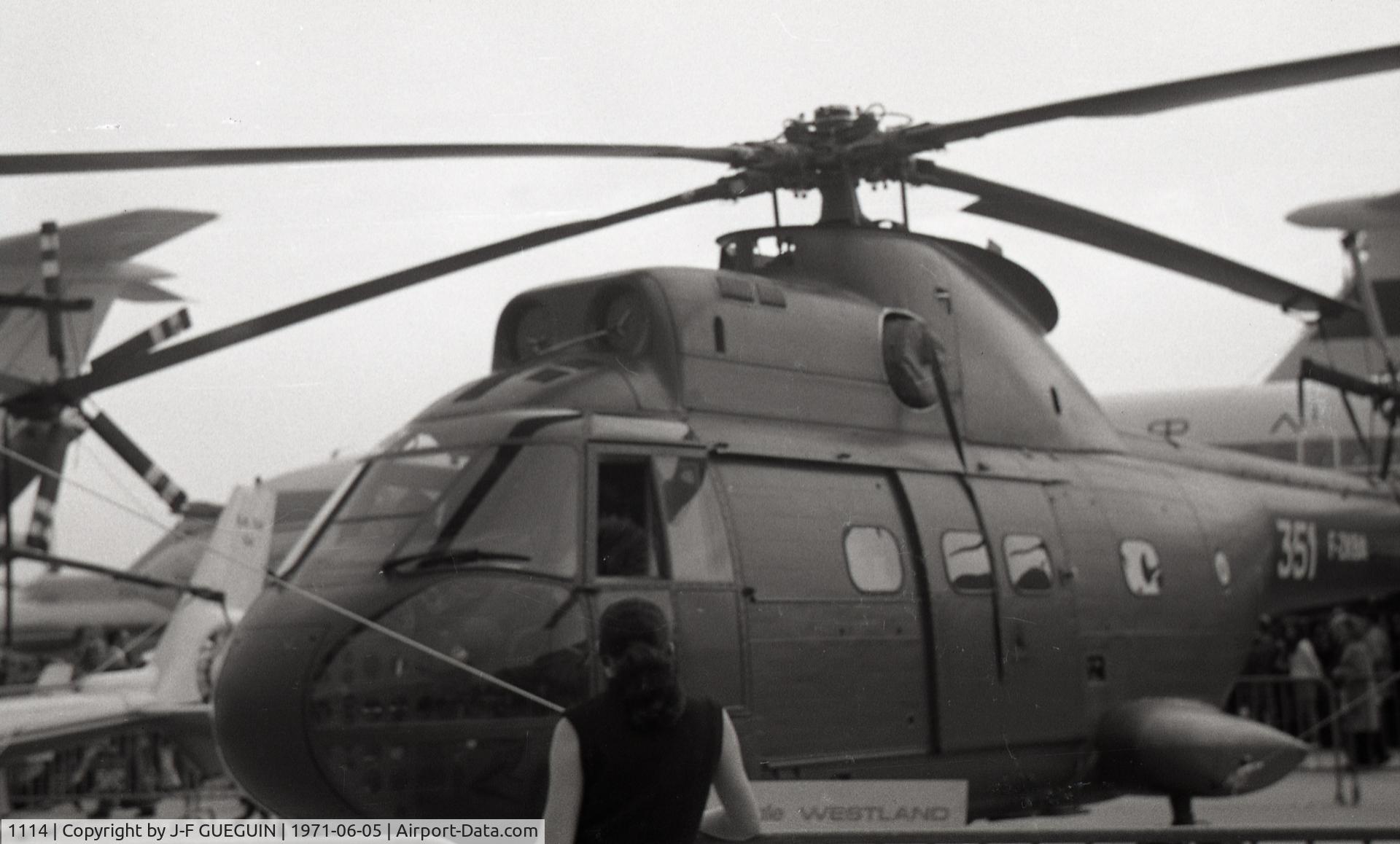 1114, Aérospatiale SA-330B Puma C/N 1114, At Paris-Le Bourget Airshow 1971 with DGA registration F-ZKBA