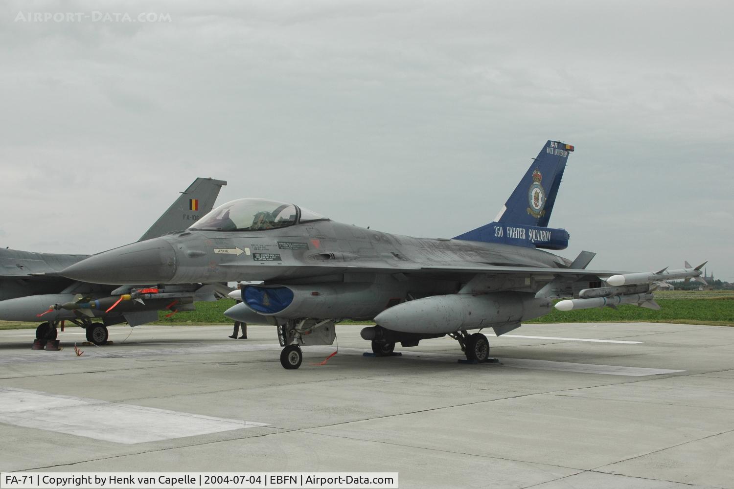 FA-71, SABCA F-16AM Fighting Falcon C/N 6H-71, Belgische Luchtmacht F-16AM at Koksijde Air Base, Belgium, with a colourful tail to celebrate the 60th anniversary of its unit, 350 smaldeel.