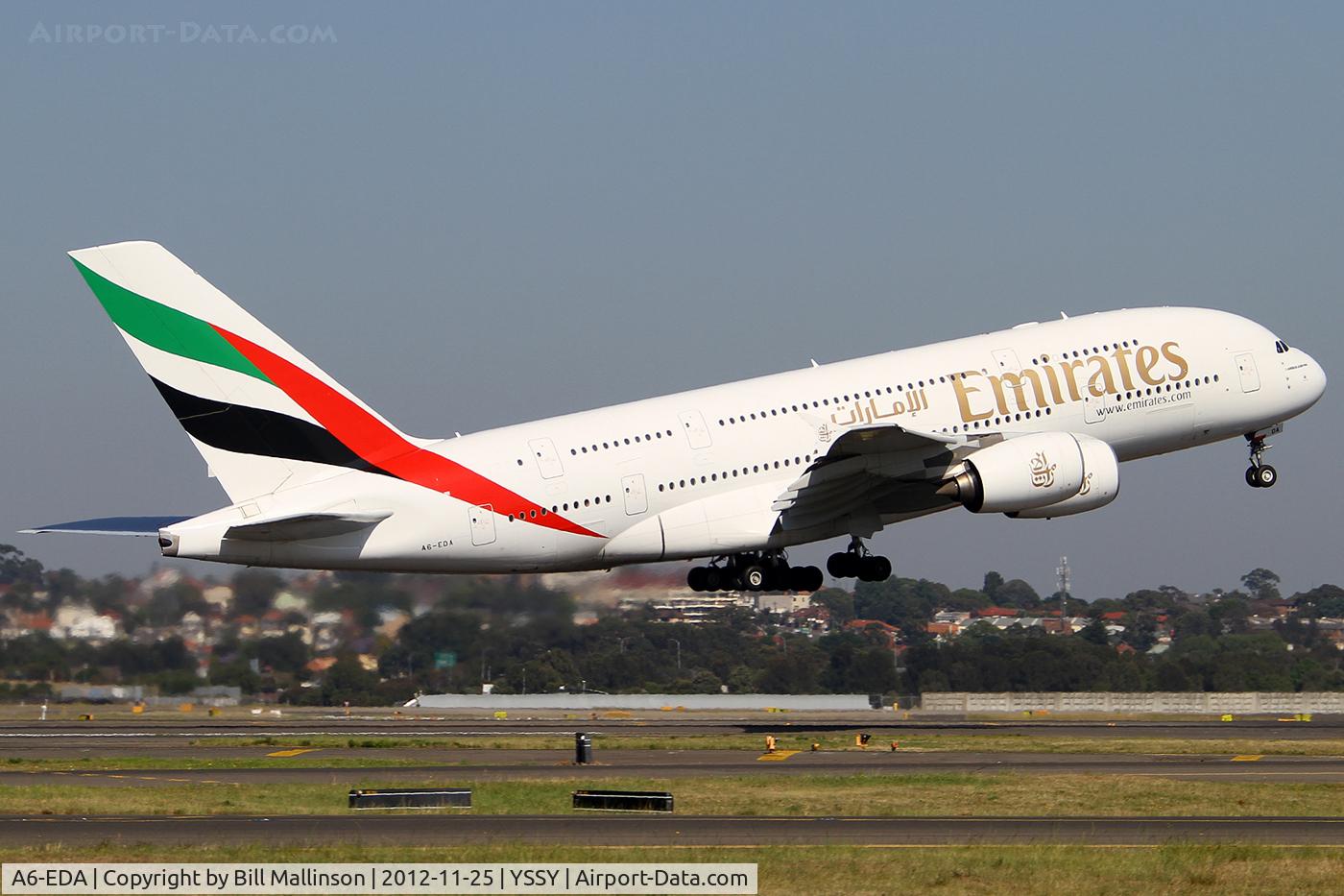 A6-EDA, 2007 Airbus A380-861 C/N 011, away from 34L to DBX