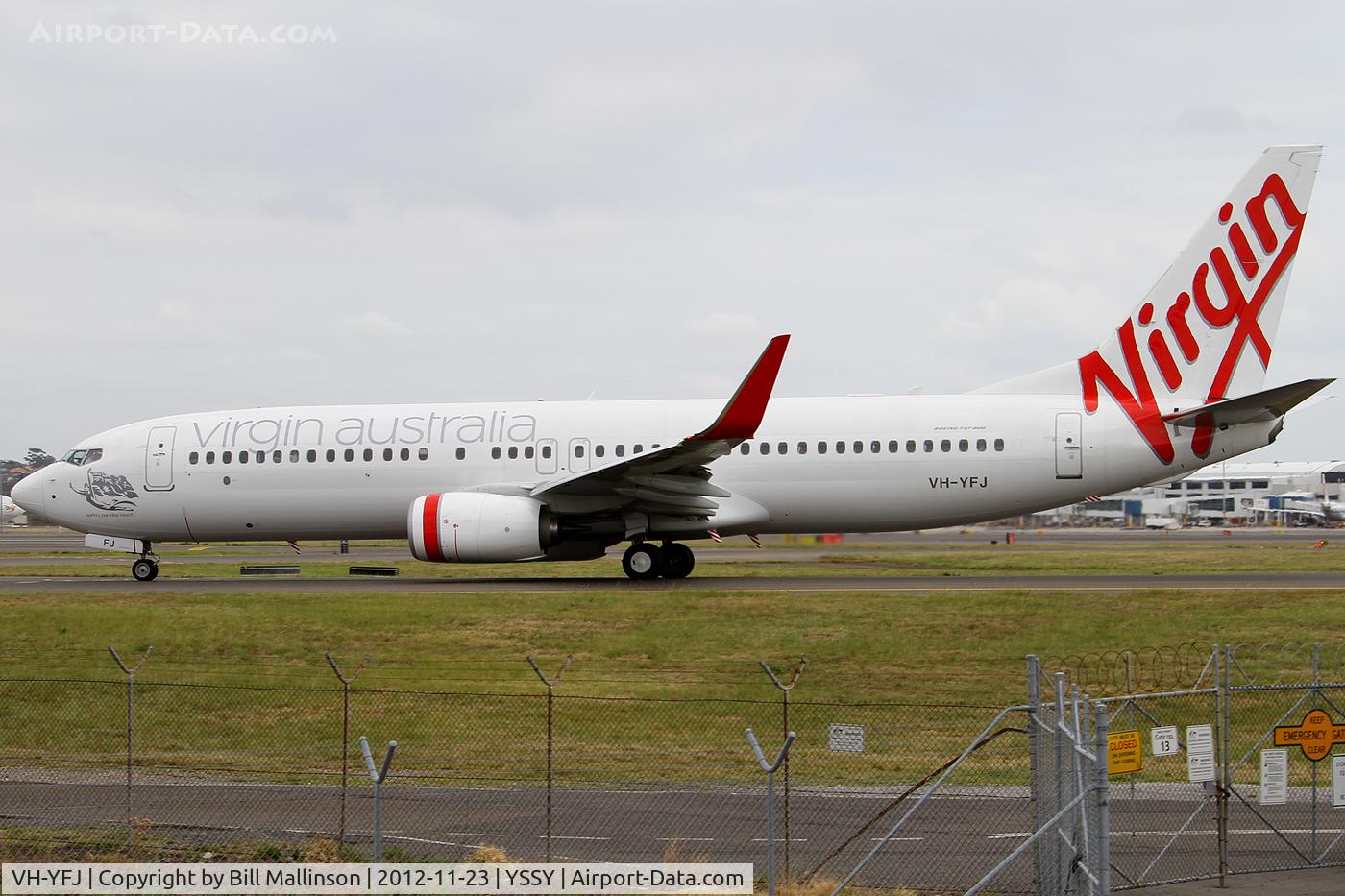 VH-YFJ, 2012 Boeing 737-8FE C/N 41001, taxiing to r/w 34R
