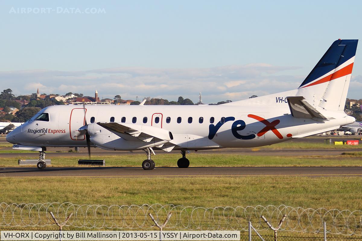 VH-ORX, 1992 Saab 340B C/N 340B-293, taxiing to 34R
