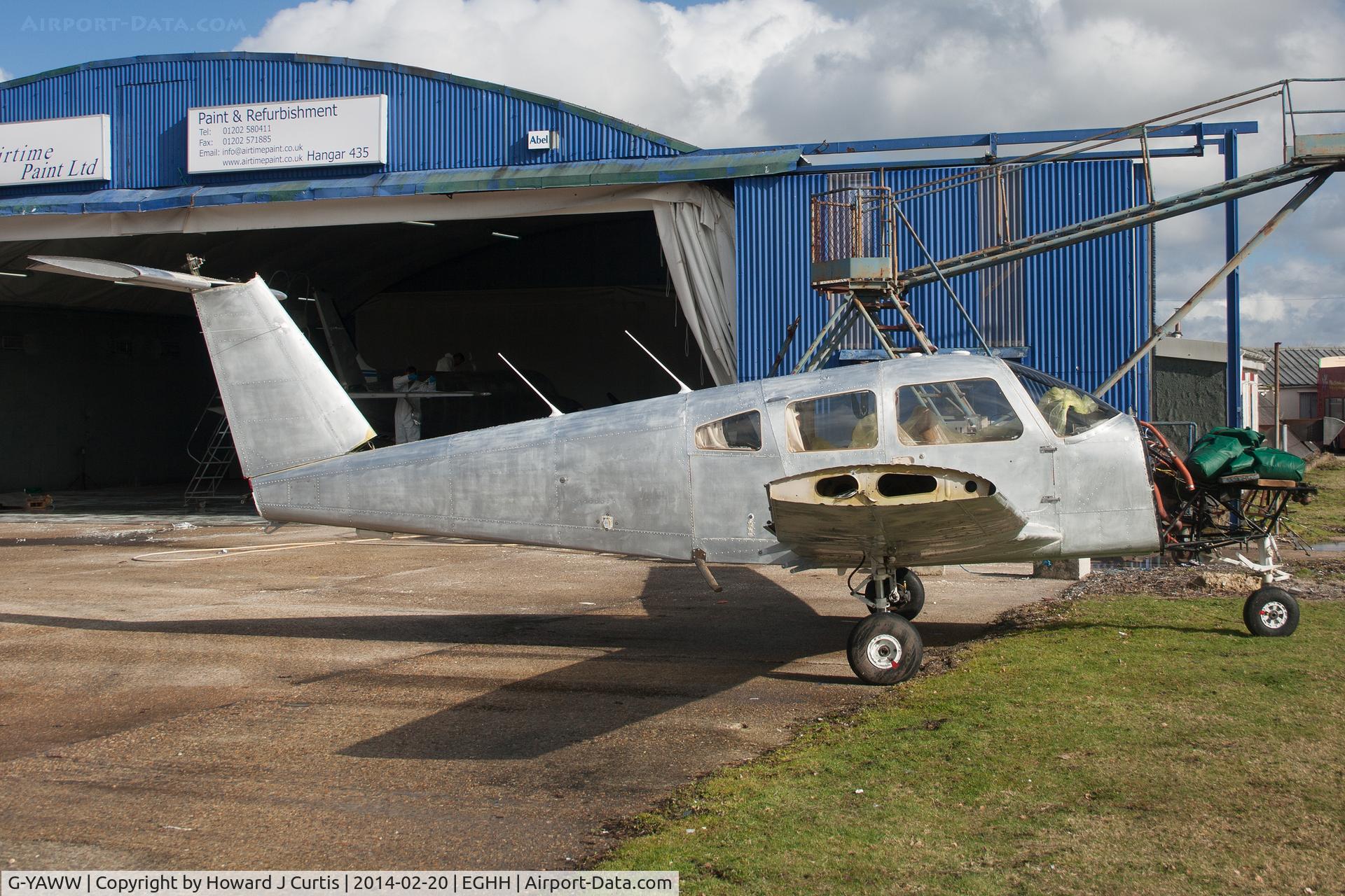 G-YAWW, 1979 Piper PA-28RT-201T Turbo Arrow IV C/N 28R-8031024, Stripped of paint, waiting for a new coat. [Thanks to the guys at the Airtime spray shop for permitting me to take this shot.]