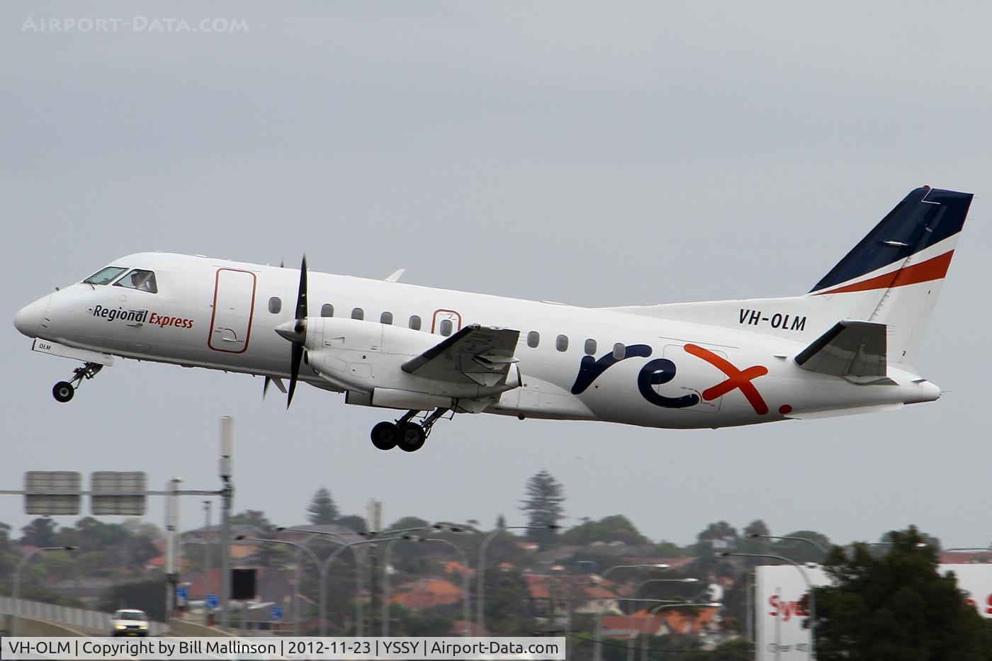 VH-OLM, 1990 Saab 340B C/N 340B-205, away from 16R