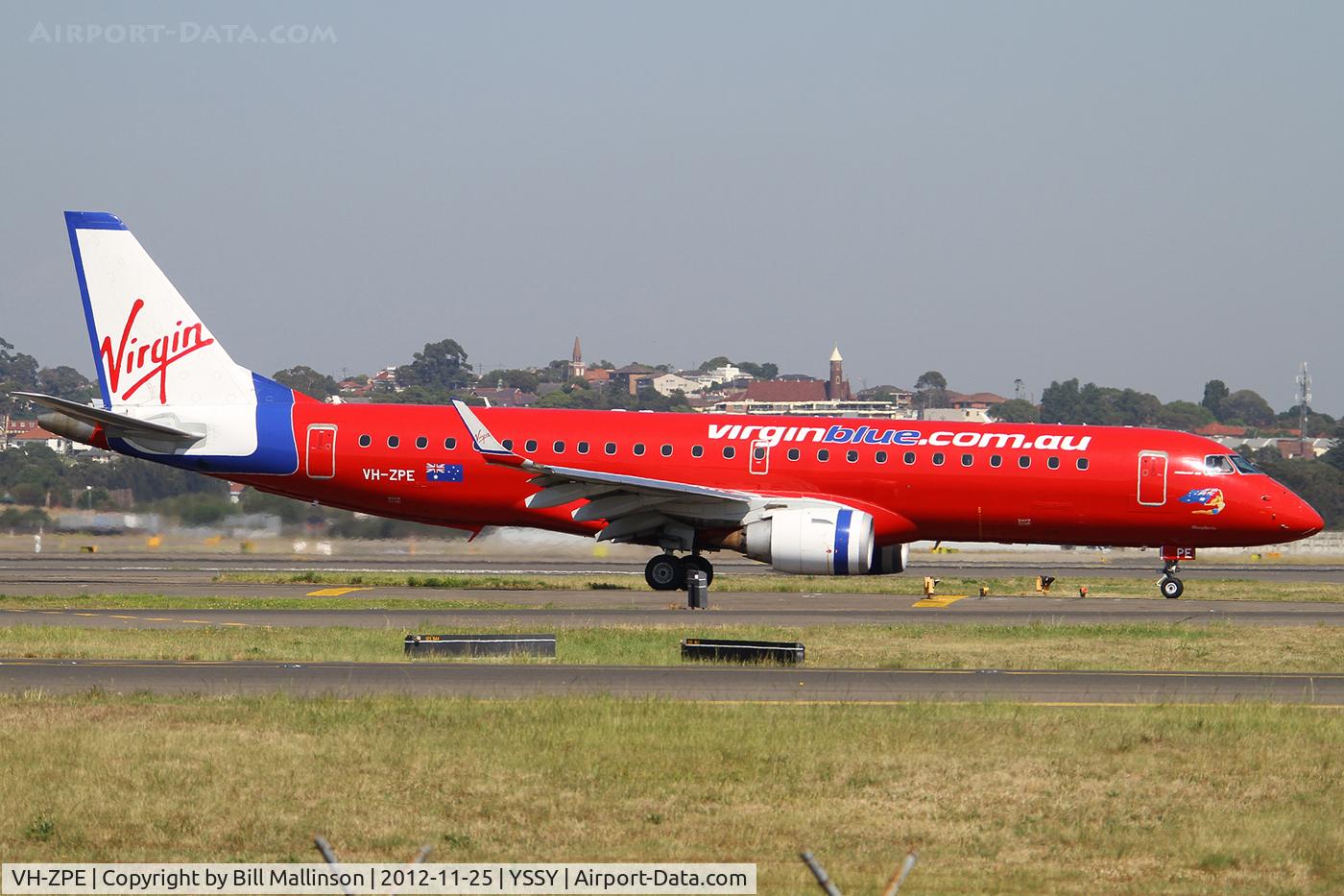 VH-ZPE, 2008 Embraer 190AR (ERJ-190-100IGW) C/N 19000187, taxiing from 34R