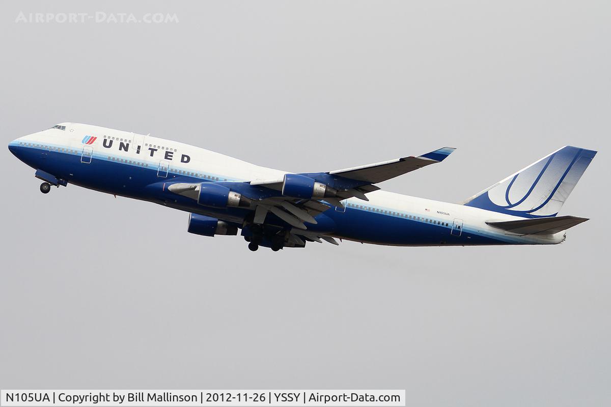 N105UA, 1994 Boeing 747-451 C/N 26473, away from 34L