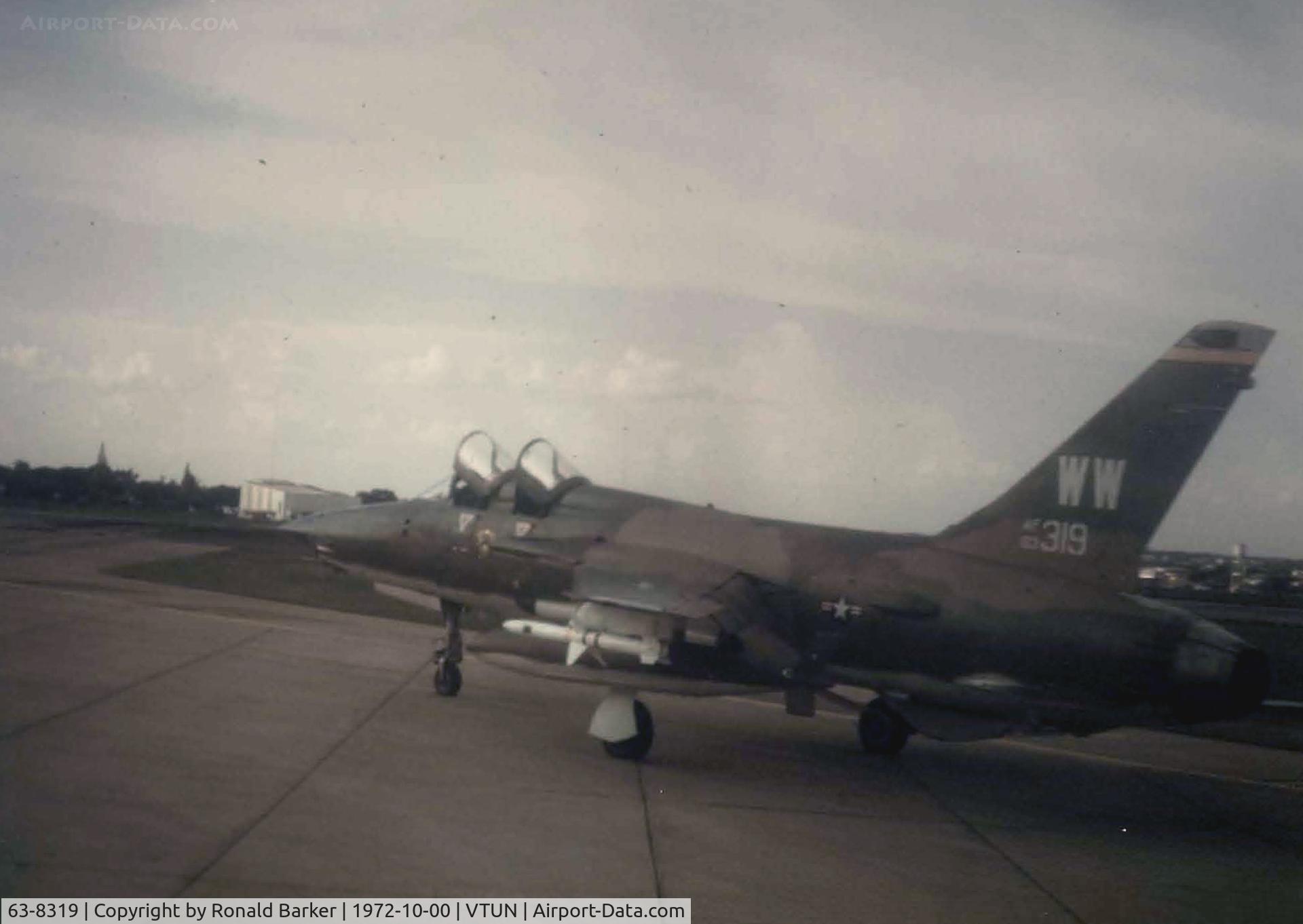 63-8319, 1963 Republic F-105G-1-RE Thunderchief C/N F096, 561 WWS Wild Weasel TDY to Korat.  In the arming aready, ready for takeoff.