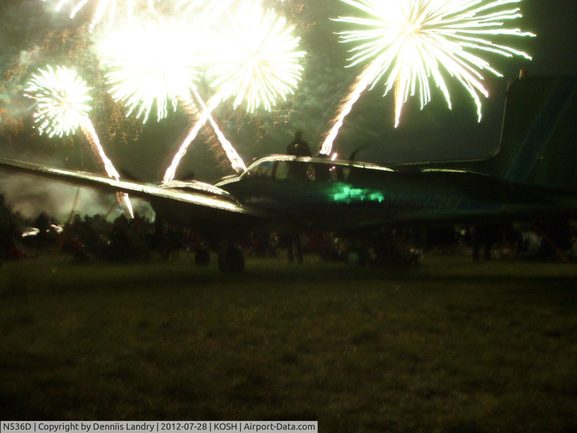 N536D, 1962 Beech D50E Twin Bonanza C/N DH-338, N536D at OSH airshow 2012 Night fireworks show