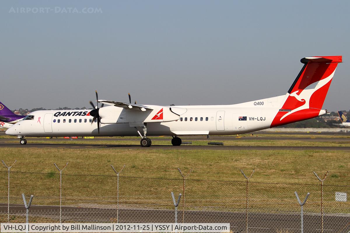 VH-LQJ, 2012 Bombardier DHC-8-402 Dash 8 C/N 4414, taxiing to 34R