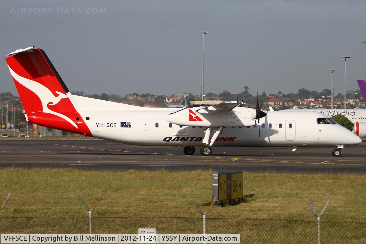 VH-SCE, 2004 De Havilland Canada DHC-8-315Q Dash 8 C/N 602, taxiing from 34R