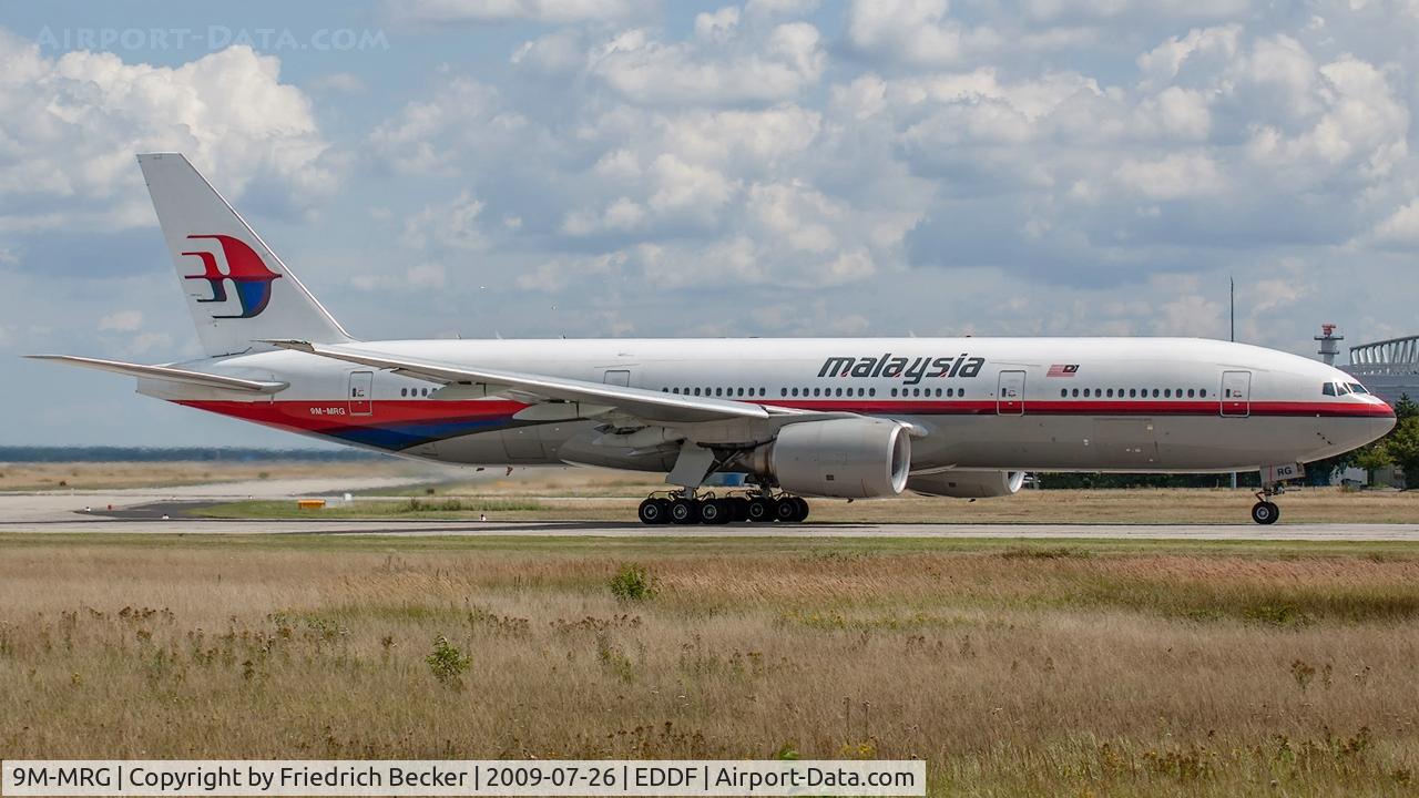 9M-MRG, 1998 Boeing 777-2H6/ER C/N 28414, departure from Frankfurt via RW18W