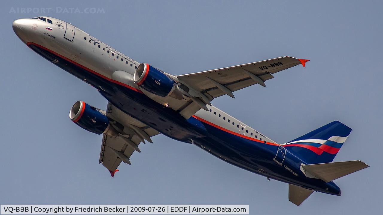 VQ-BBB, 2009 Airbus A320-214 C/N 3823, departure from Frankfurt