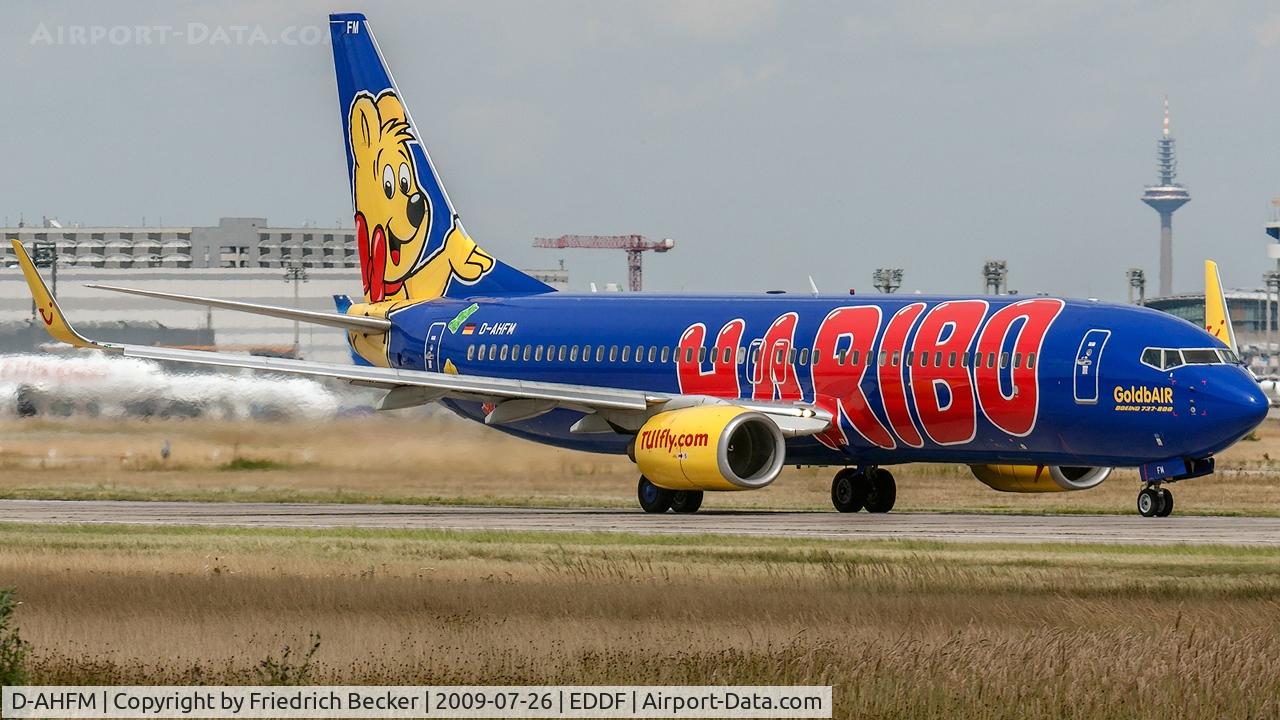 D-AHFM, 2000 Boeing 737-8K5 C/N 27986, departure from Frankfurt via RW18W