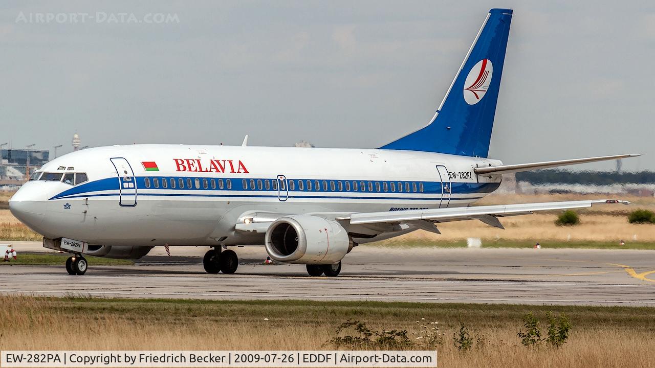 EW-282PA, 1995 Boeing 737-3Q8 C/N 26321, line up for departure from Frankfurt via RW18W