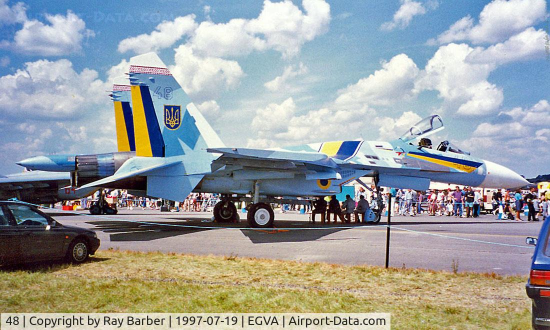 48, Sukhoi Su-27A C/N 36911014411, Sukhoi Su-27A Flanker [36911014411] (Ukranian Air Force) RAF Fairford~G 19/07/1997
